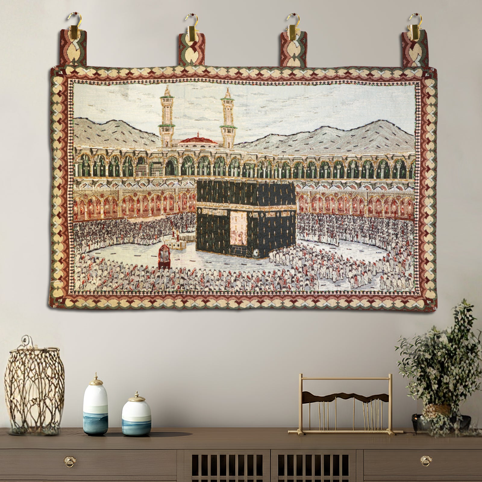 syrian baitullah islamic dabka work wall tapestry with kaaba embroidery decor